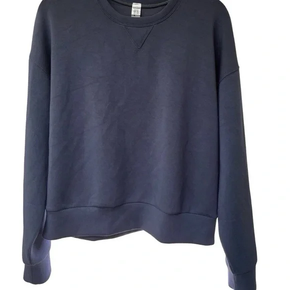SPANX Air Essentials Dark Storm Blue Crewneck Sweatshirt sz M - Picture 4 of 7